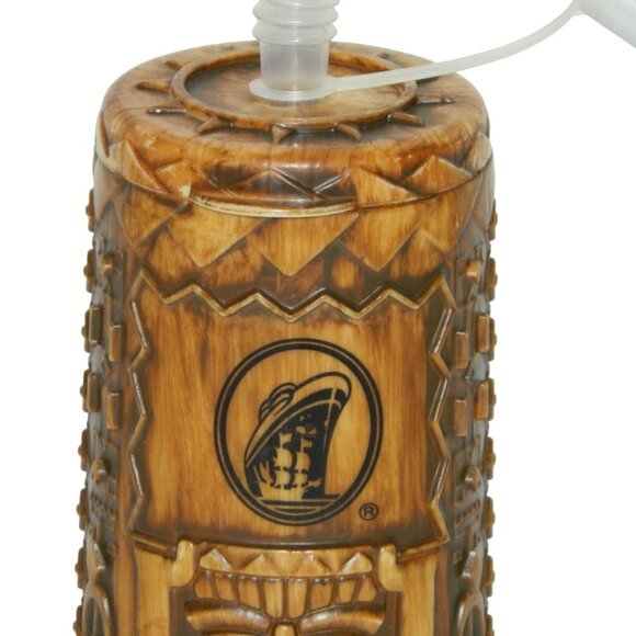 2 for/ $25 Whirley Tiki Plastic Drink Cruise Ship Tumbler Lid Straw Raised Hut - Picture 2 of 11